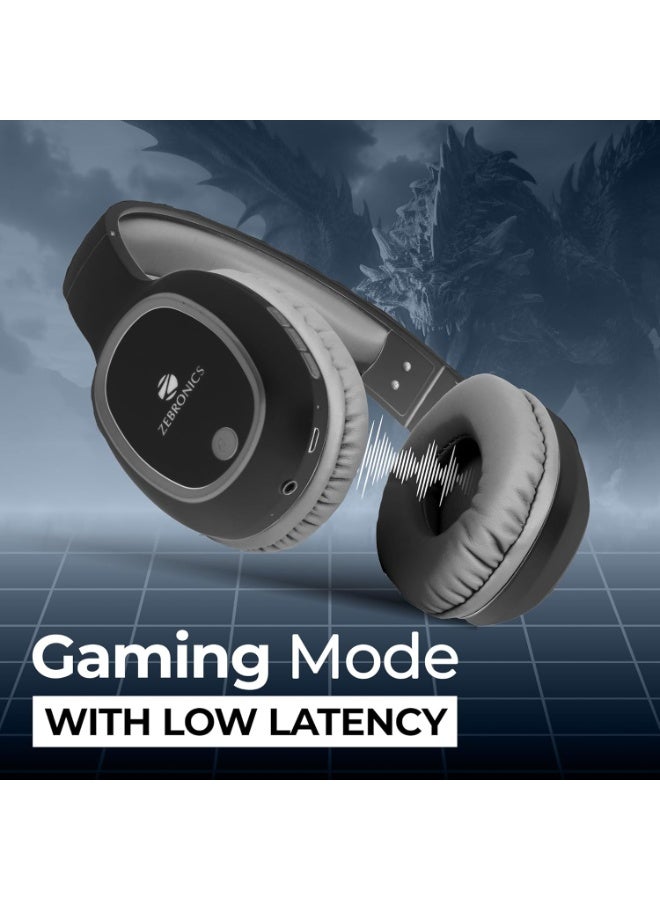 ZEBRONICS THUNDER Bluetooth 5.3 Wireless Headphones with 60H Backup, Gaming Mode, Dual Pairing, ENC, AUX, Micro SD, Voice assistant, Comfortable Earcups, Call Function(Black) - Image 3